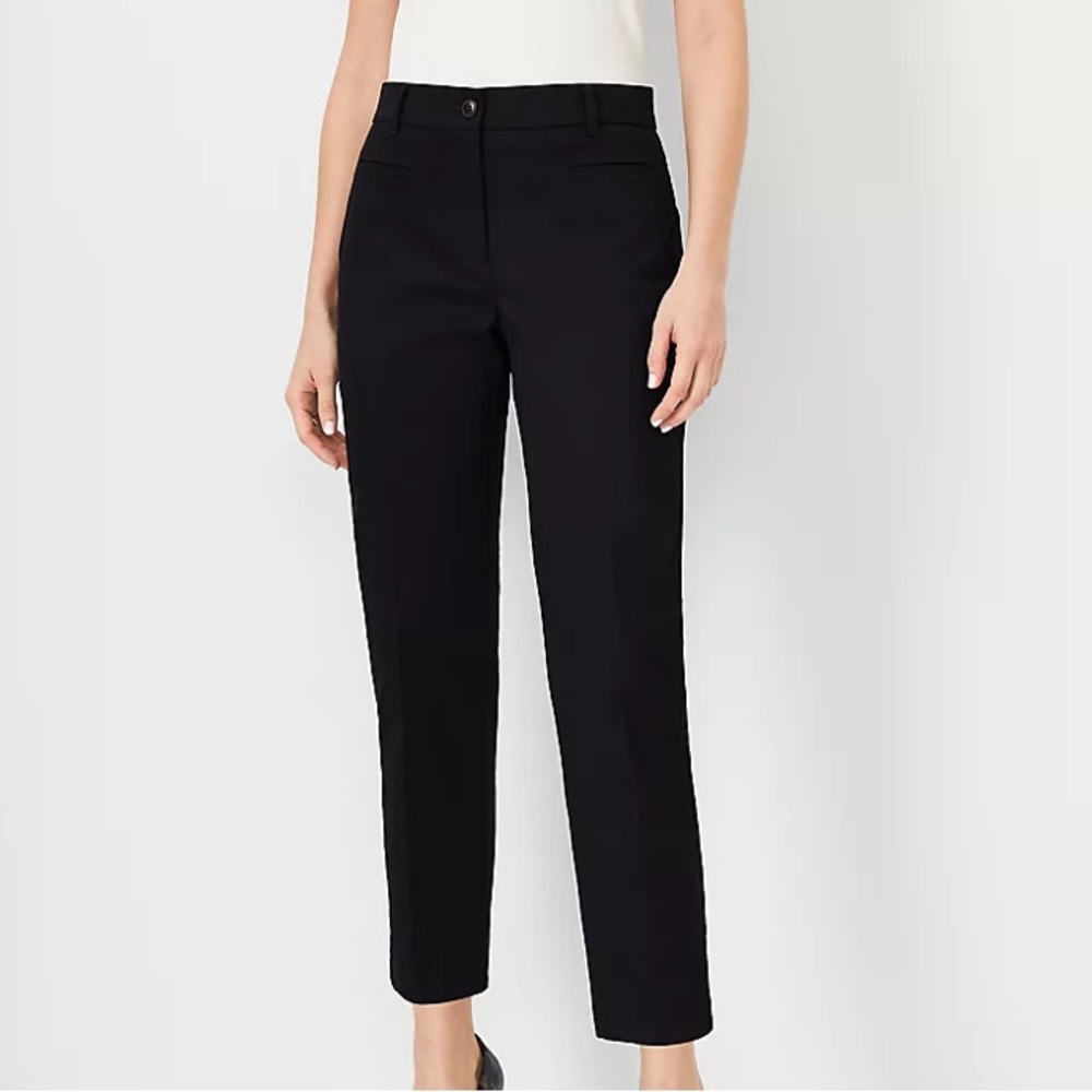 Women's Ann Taylor Cotton Stretch Ankle Khaki Pant Black Sz 4